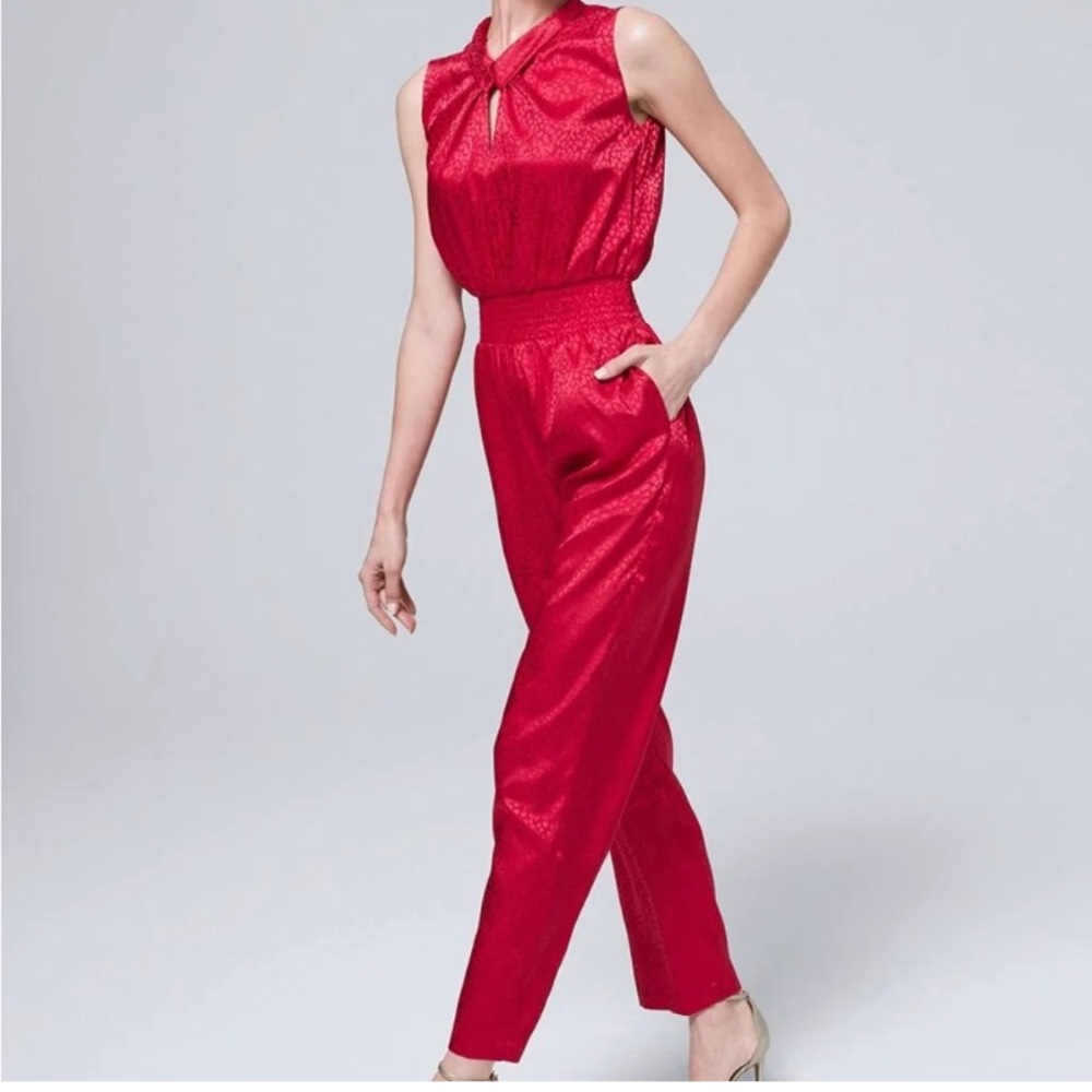 White House Black Market jacquard smocked waist jumpsuit